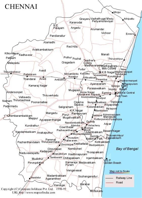 Chennai რუკა მიმართულებით
