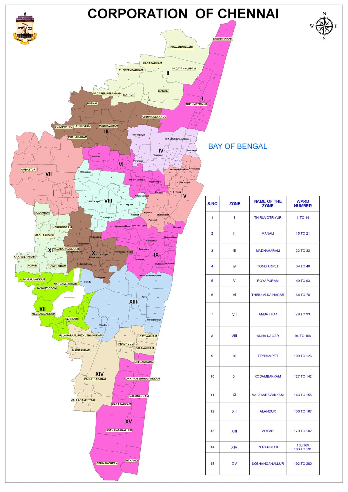Chennai კორპორაცია პალატაში რუკა