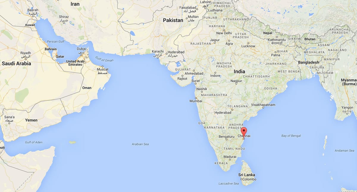 რუკა ინდოეთში Chennai