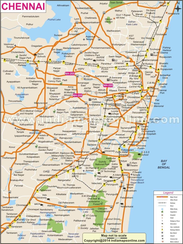 Chennai ქალაქში სრული რუკა