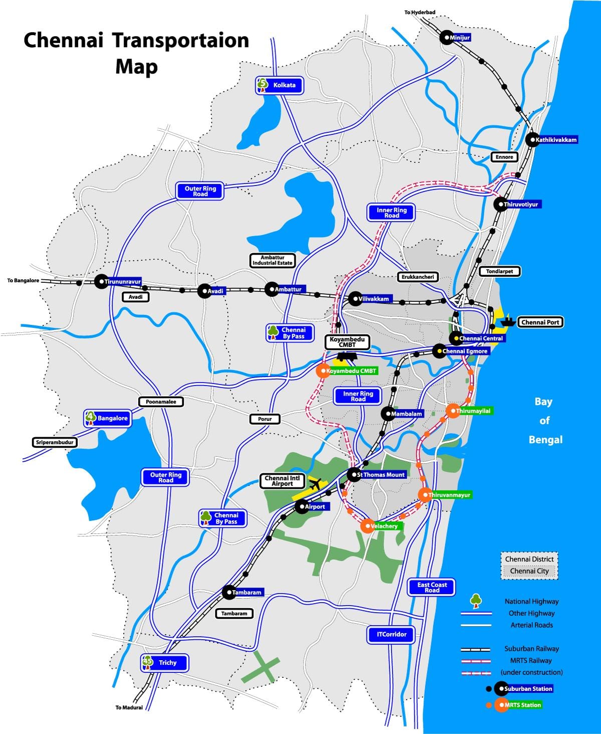 რუკა Chennai ტბები