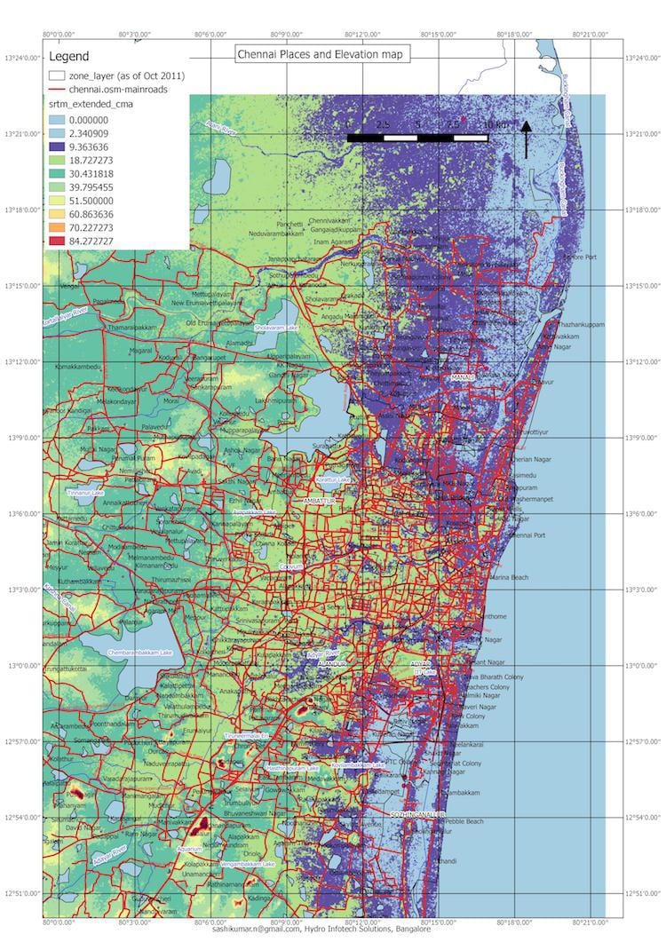 წყალდიდობის რუკა Chennai