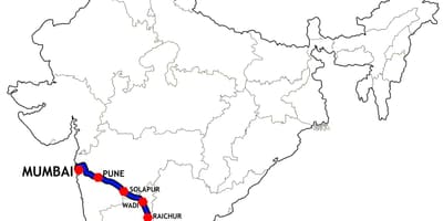მუმბაიში, რათა Chennai რუკა